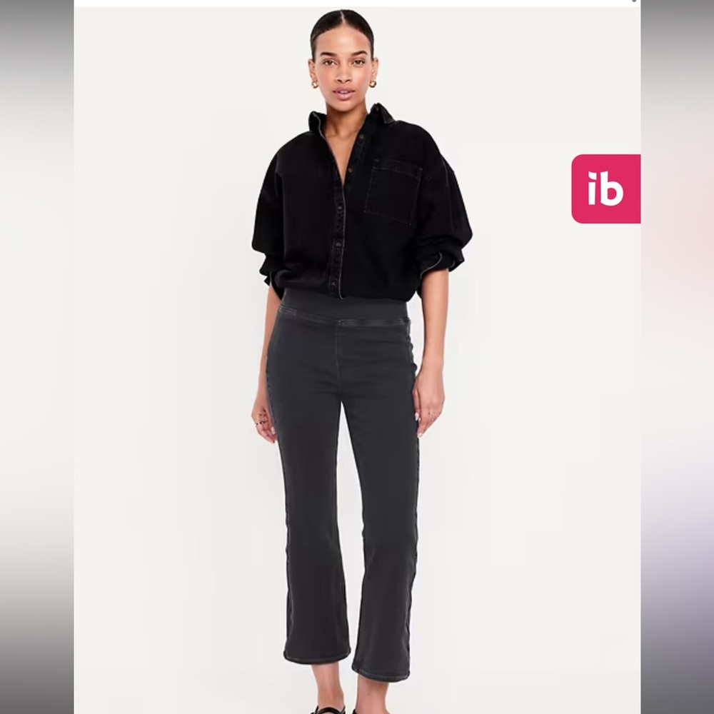 Old Navy High-Waisted Weekender Pull-On Crop Flare Jeans 14 TALL